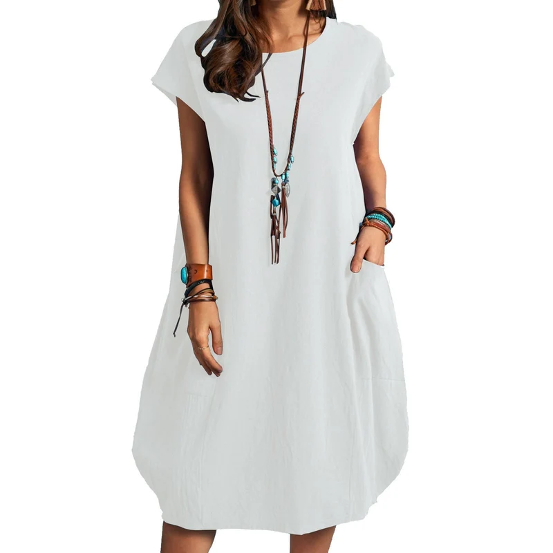 Damen luftiges Sommerkleid mit praktischen Taschen und modernem Schnitt