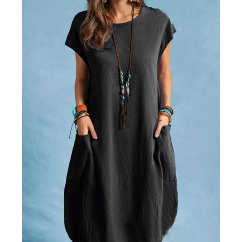 Damen luftiges Sommerkleid mit praktischen Taschen und modernem Schnitt