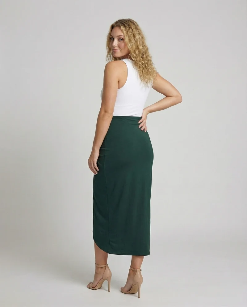 Damen Wickel-Maxirock mit asymmetrischem Schlitz