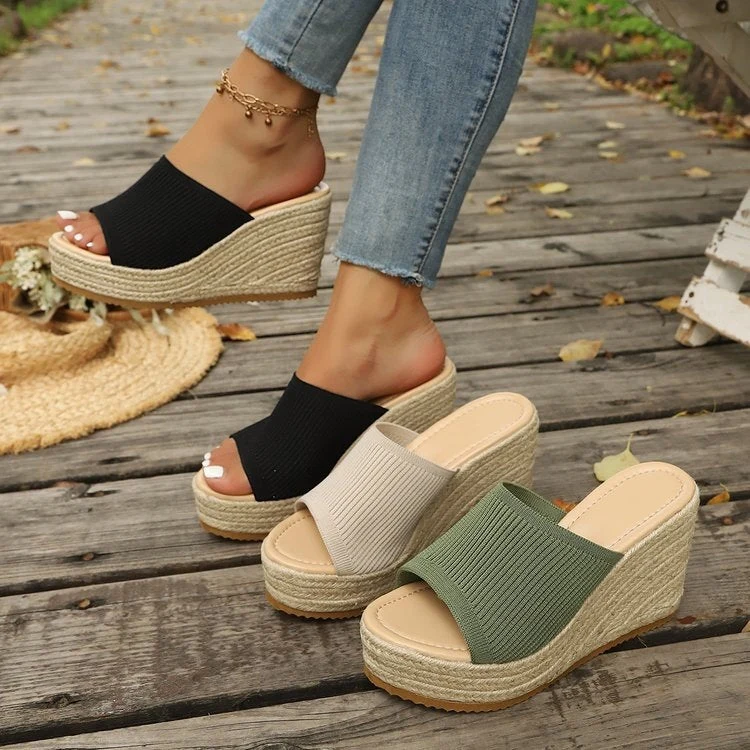 Damen Wedge-Sandaletten mit weichem Obermaterial und bequemer Sohle