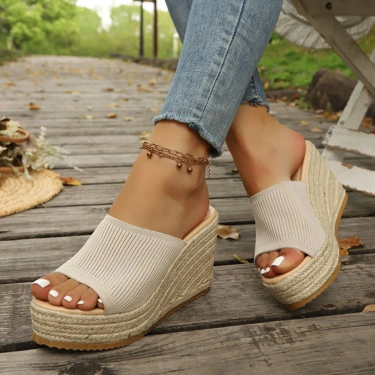Damen Wedge-Sandaletten mit weichem Obermaterial und bequemer Sohle