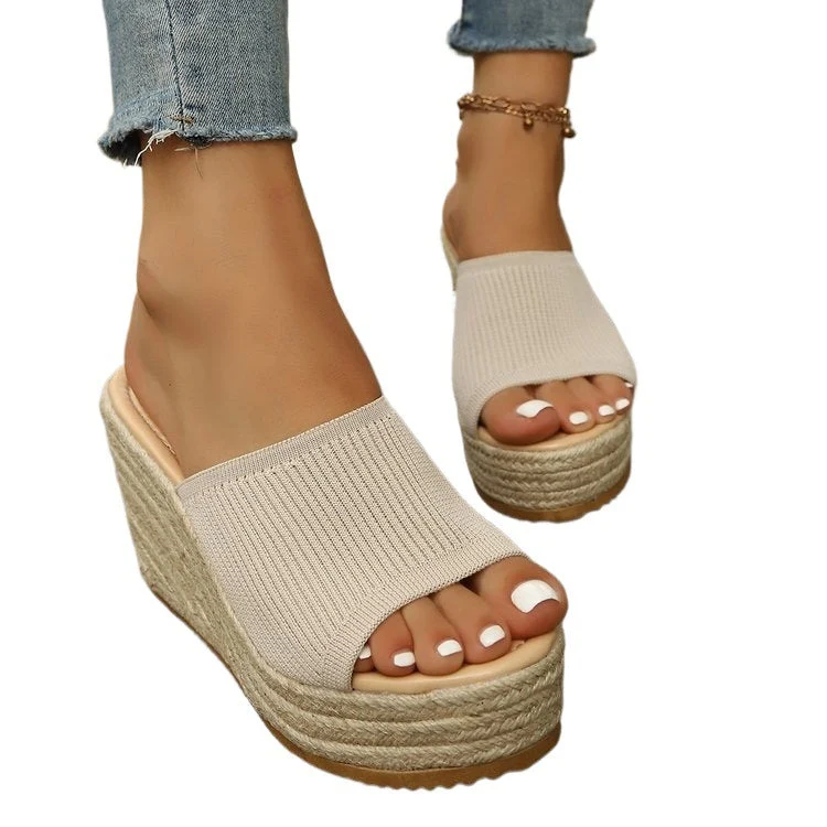 Damen Wedge-Sandaletten mit weichem Obermaterial und bequemer Sohle