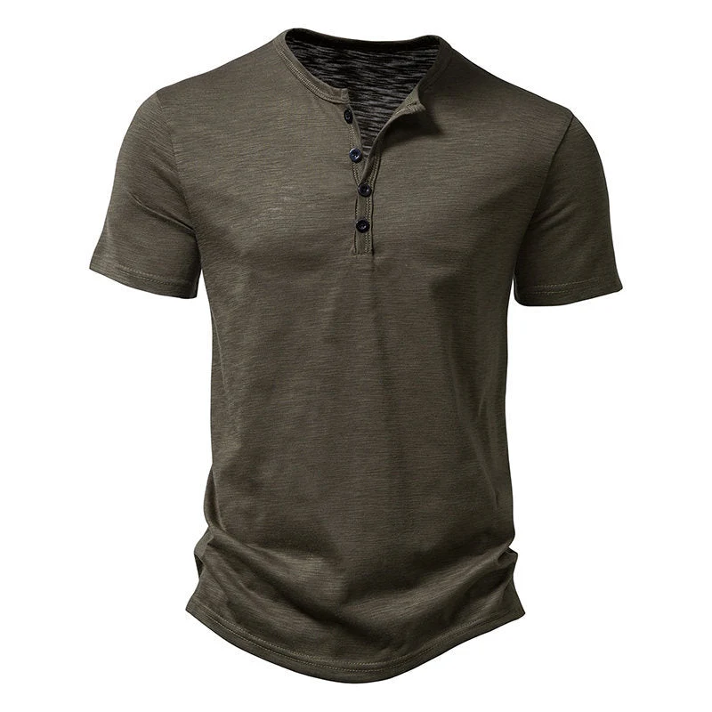 Herren Kurzarm-Henley-T-Shirt mit modischem Knopfdesign und atmungsaktiver Baumwolle Nord Taschen