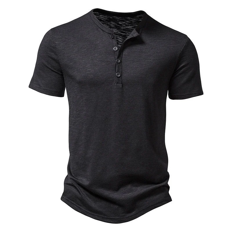 Herren Kurzarm-Henley-T-Shirt mit modischem Knopfdesign und atmungsaktiver Baumwolle Nord Taschen