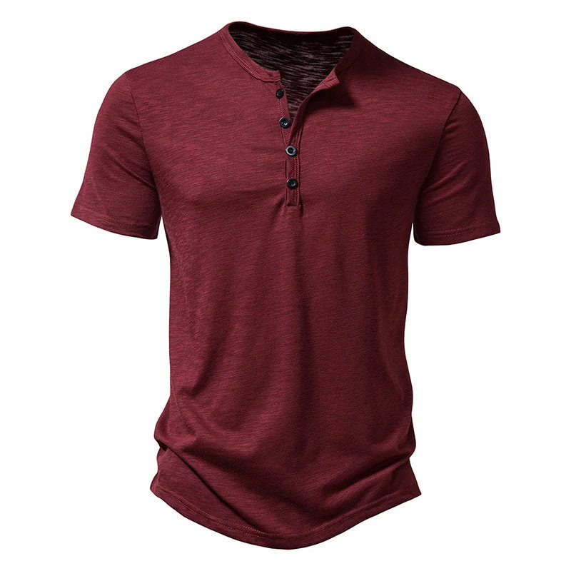 Herren Kurzarm-Henley-T-Shirt mit modischem Knopfdesign und atmungsaktiver Baumwolle Nord Taschen