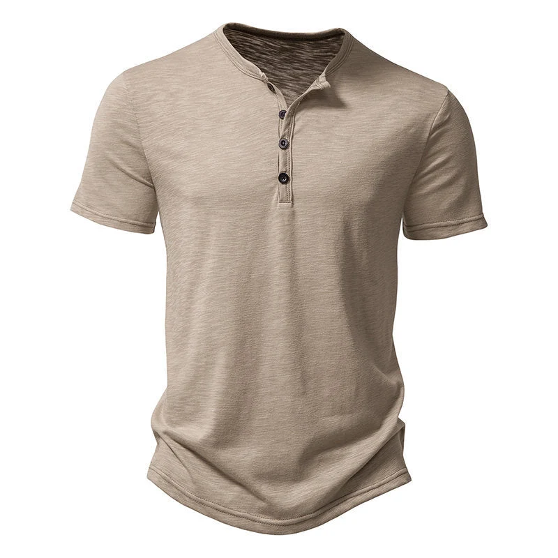 Herren Kurzarm-Henley-T-Shirt mit modischem Knopfdesign und atmungsaktiver Baumwolle Nord Taschen