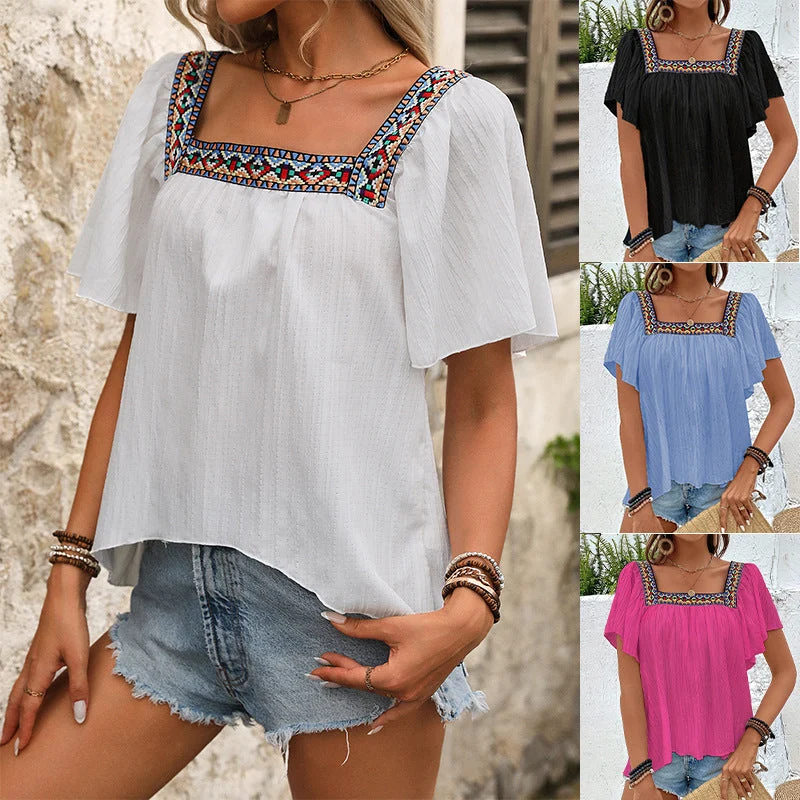 Damen Luftige Sommerbluse mit Stickereien
