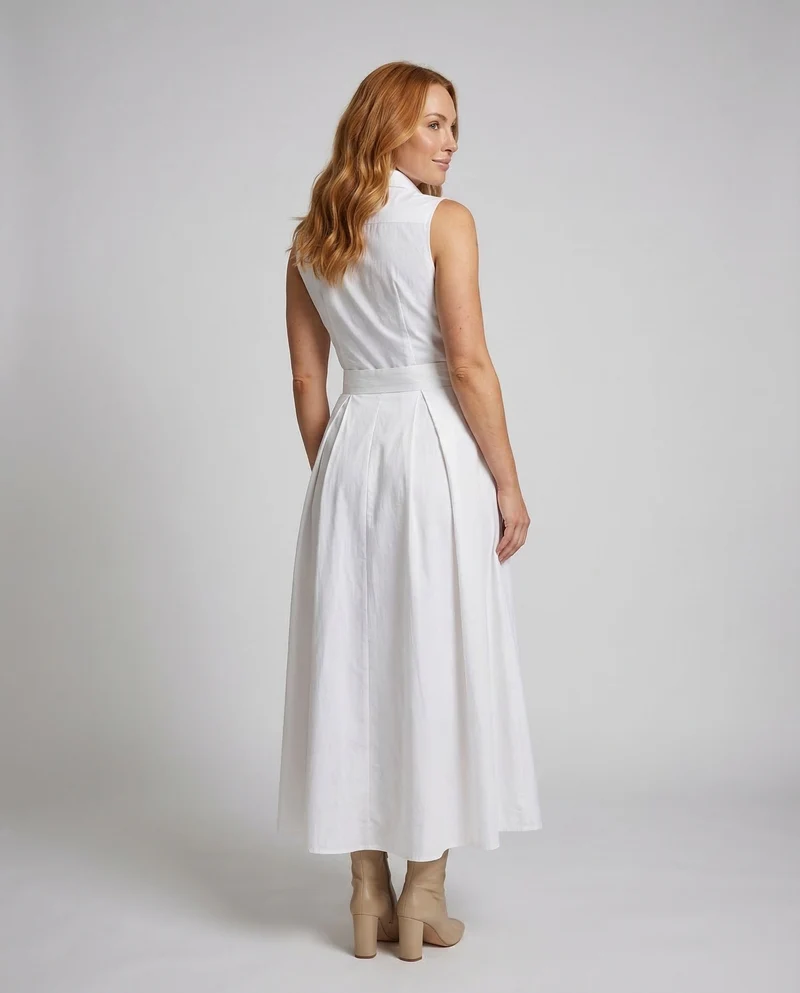 Damen Kleid Hemdblusen-Stil Faltenrock