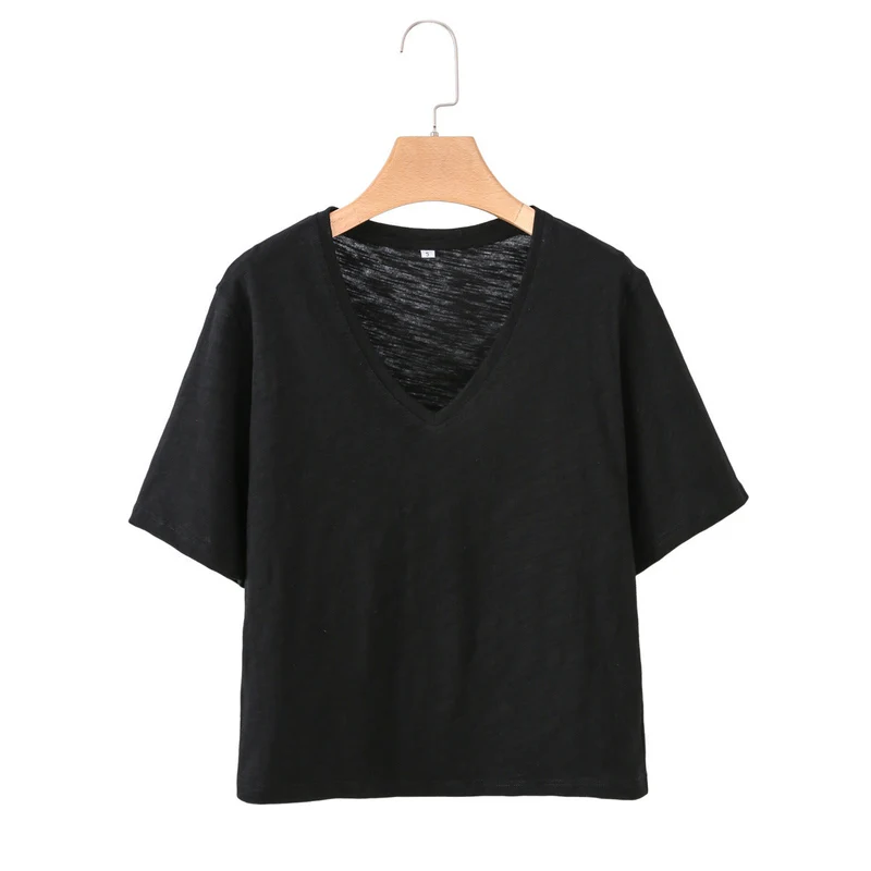 Damen V-Ausschnitt T-Shirt aus hochwertiger Baumwolle mit lässigem Schnitt