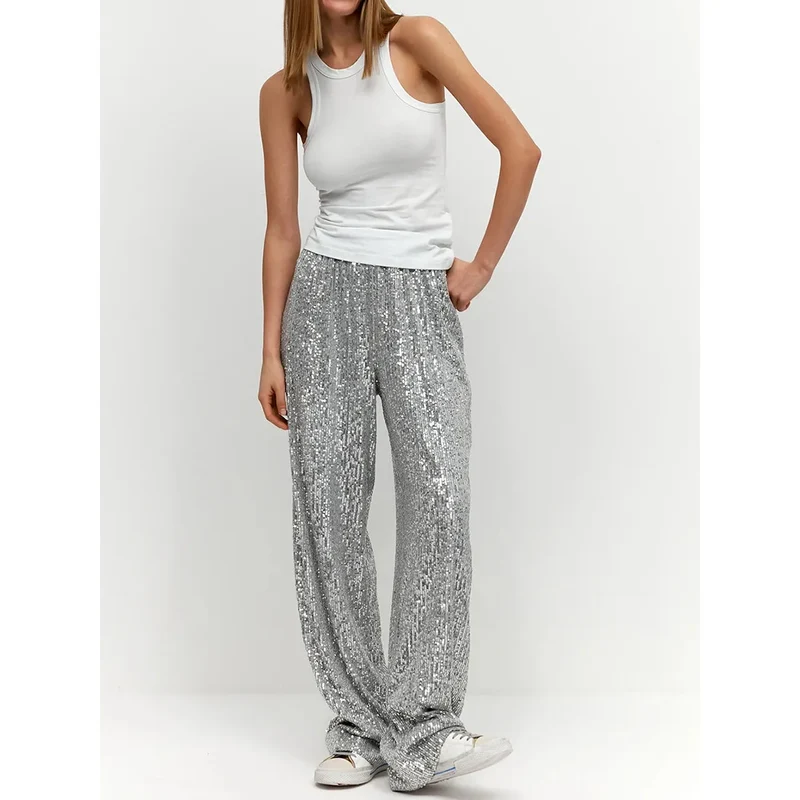 Silberne Paillettenhose für festliche Anlässe