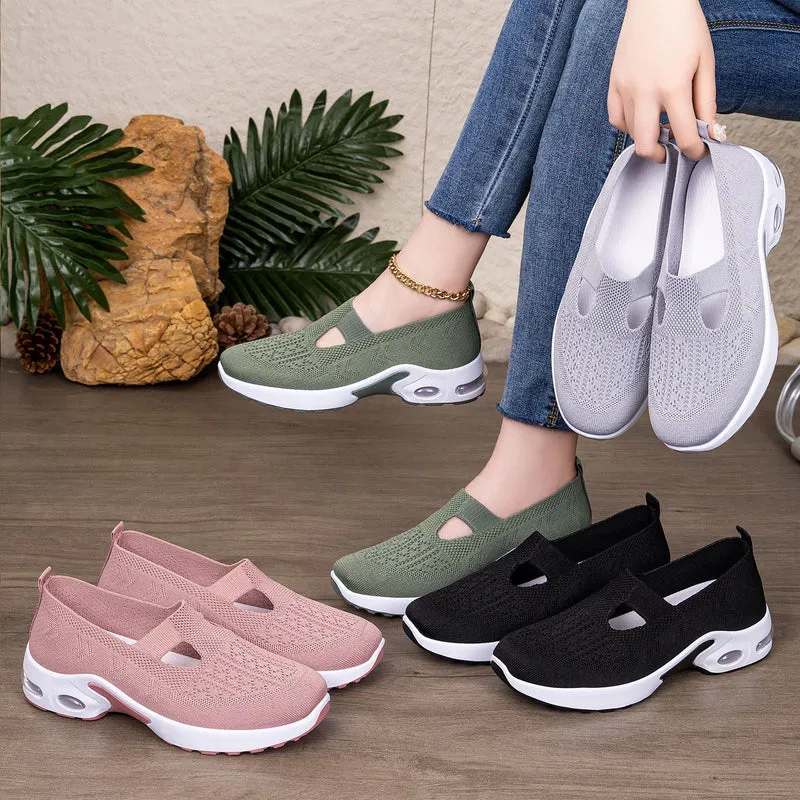 Damen Atmungsaktive Slip-On Freizeit-Schuhe mit dämpfender Sohle