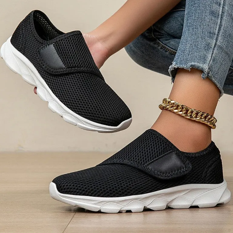 Damen Atmungsaktive Slip-On Freizeitschuhe mit verstellbarem Klettverschluss