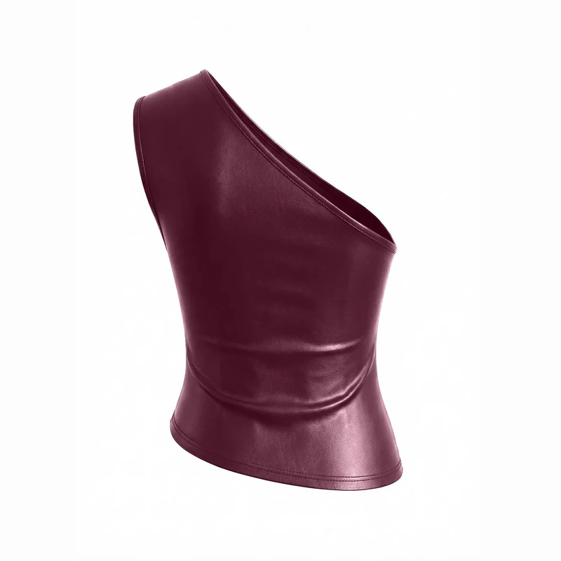 Damen asymmetrisches Top aus Kunstleder