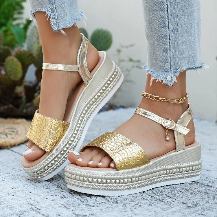 Damen Wedge-Sandaletten mit modischem Korkdesign und komfortablem Fußbett