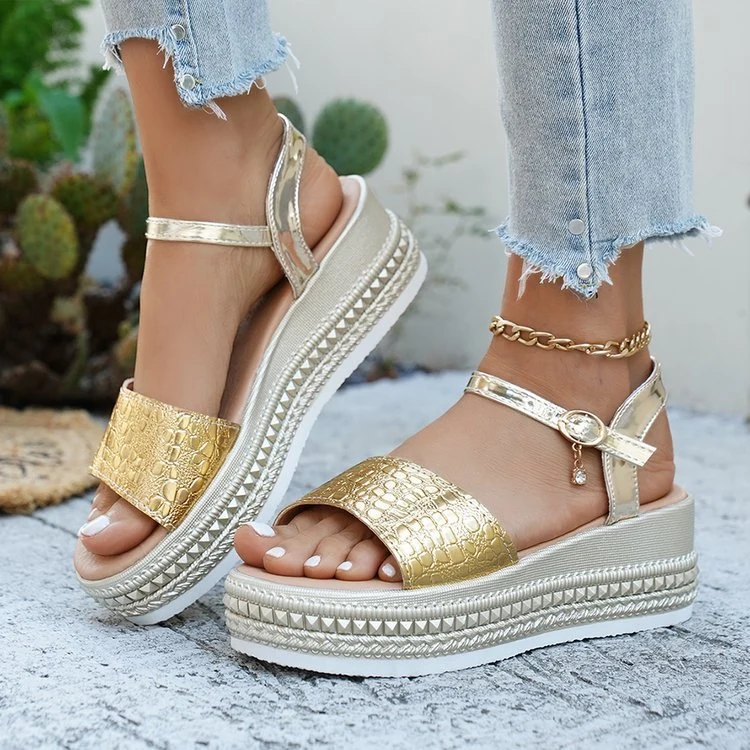 Damen Wedge-Sandaletten mit modischem Korkdesign und komfortablem Fußbett