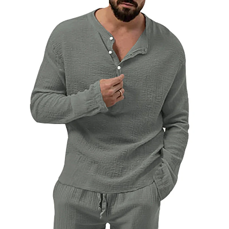 Herren Langarmshirt mit Knopfleiste Nord Taschen