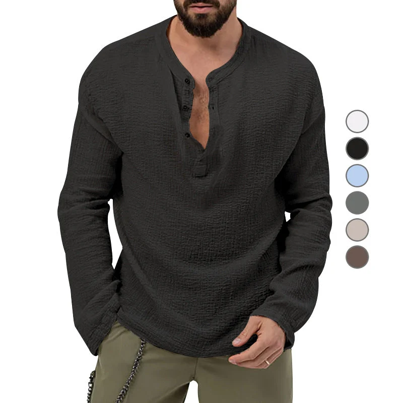 Herren Langarmshirt mit Knopfleiste Nord Taschen