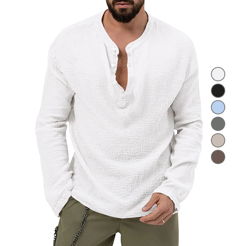 Herren Langarmshirt mit Knopfleiste Nord Taschen