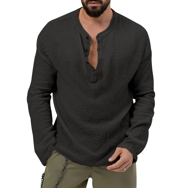 Herren Langarmshirt mit Knopfleiste Nord Taschen