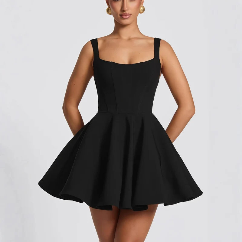 Damen Verspieltes Minikleid mit großem Schleifendetail und schwingendem Rock