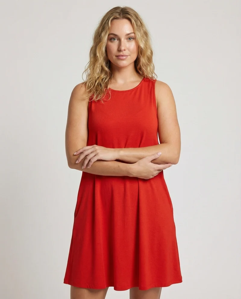 Damen A-Linien Swingkleid mit Seitentaschen