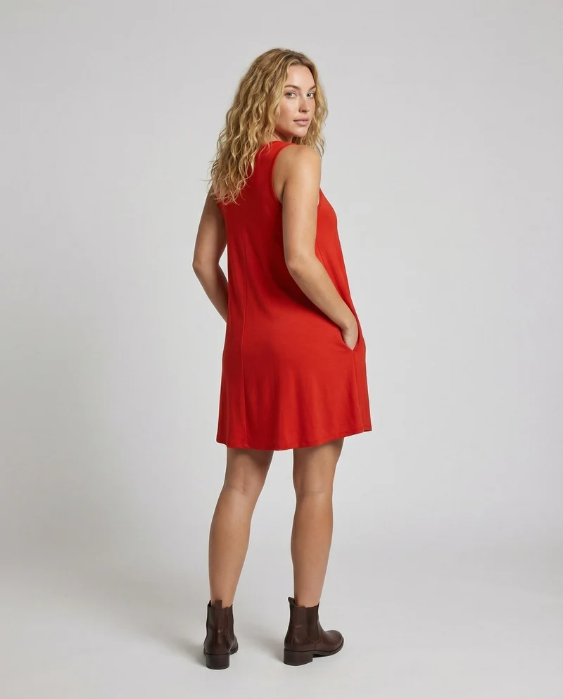 Damen A-Linien Swingkleid mit Seitentaschen