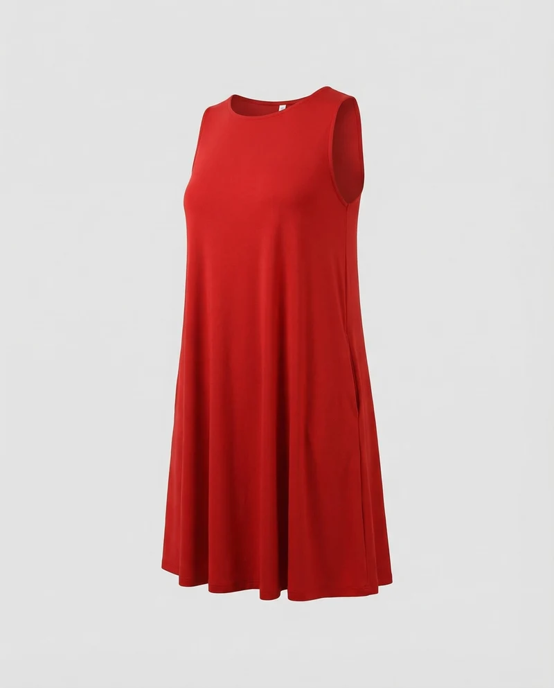 Damen A-Linien Swingkleid mit Seitentaschen