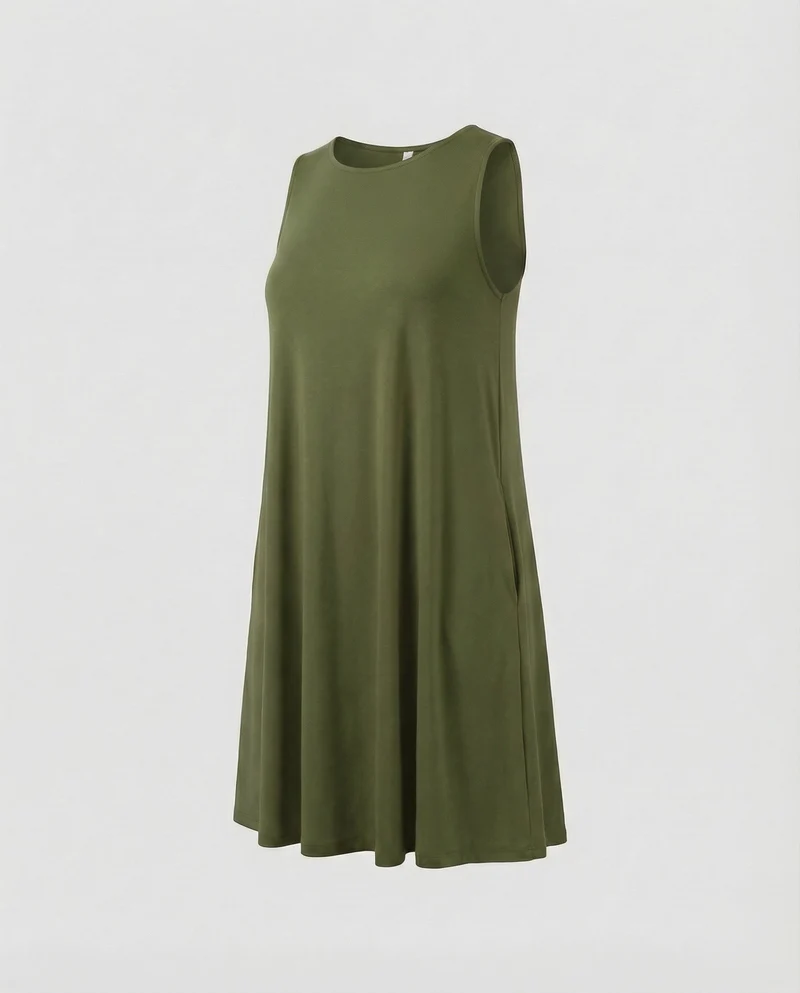 Damen A-Linien Swingkleid mit Seitentaschen