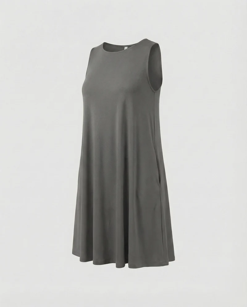 Damen A-Linien Swingkleid mit Seitentaschen