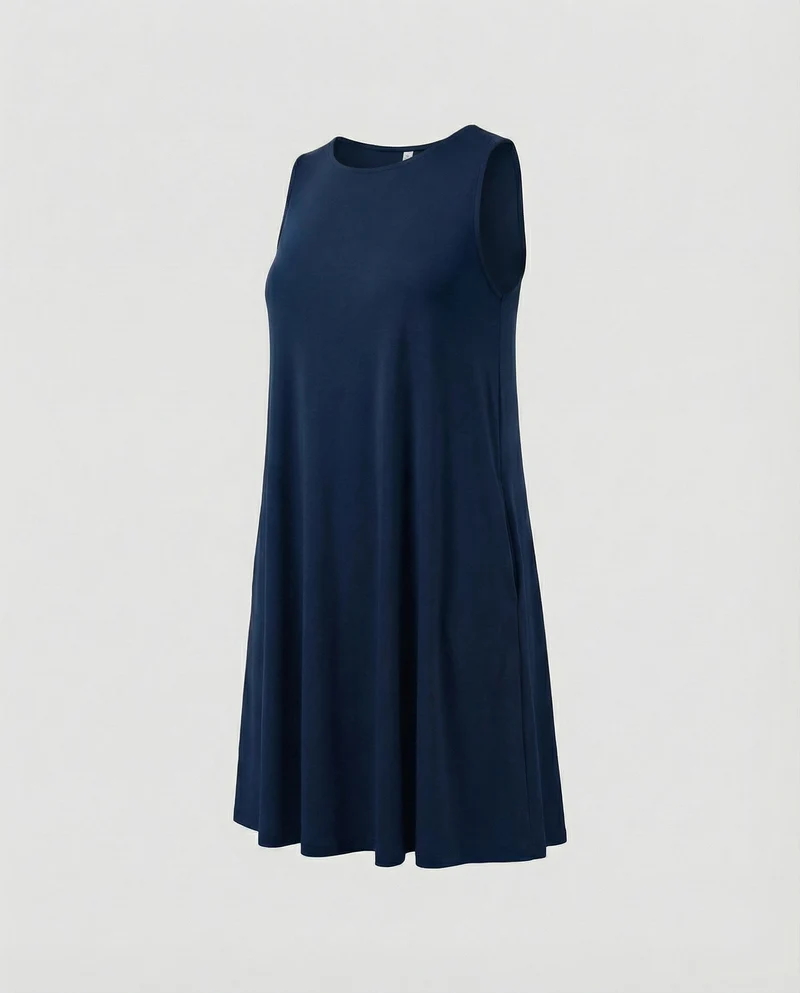 Damen A-Linien Swingkleid mit Seitentaschen