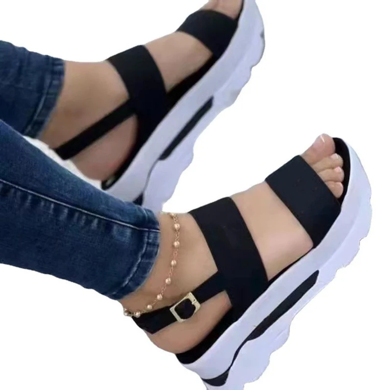 Damen Komfortable Plattform-Sandalen mit breiten Riemen und rutschfester Sohle