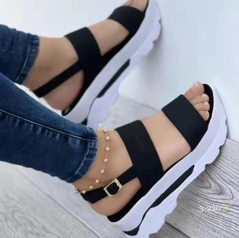 Damen Komfortable Plattform-Sandalen mit breiten Riemen und rutschfester Sohle