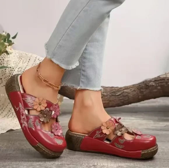 Damen Bequeme Blumensandalen mit ergonomischem Fußbett und modischen Akzenten