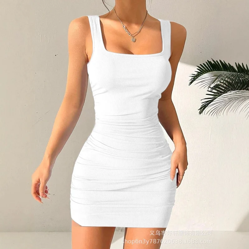 Damen figurbetontes Minikleid mit angeschnittenen Trägern und Raffung