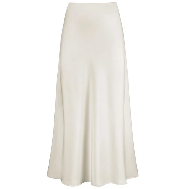Mode Langer Glänzender Satin Rock