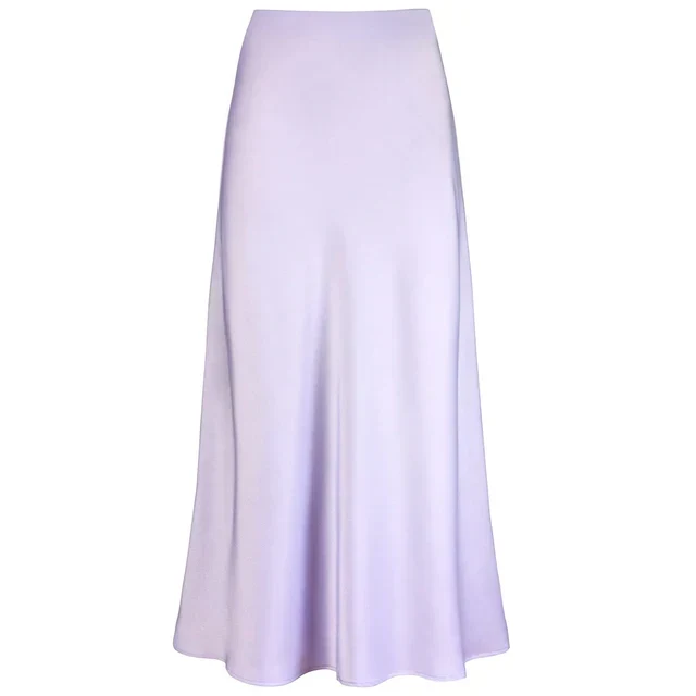 Mode Langer Glänzender Satin Rock