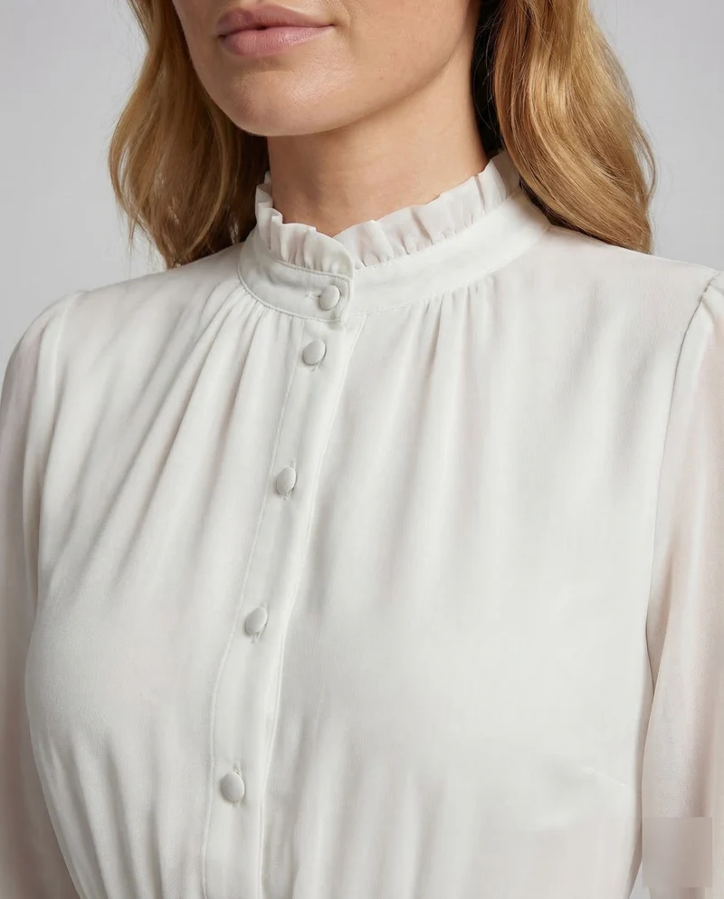 Damen Chiffon Maxikleid Rüschen
