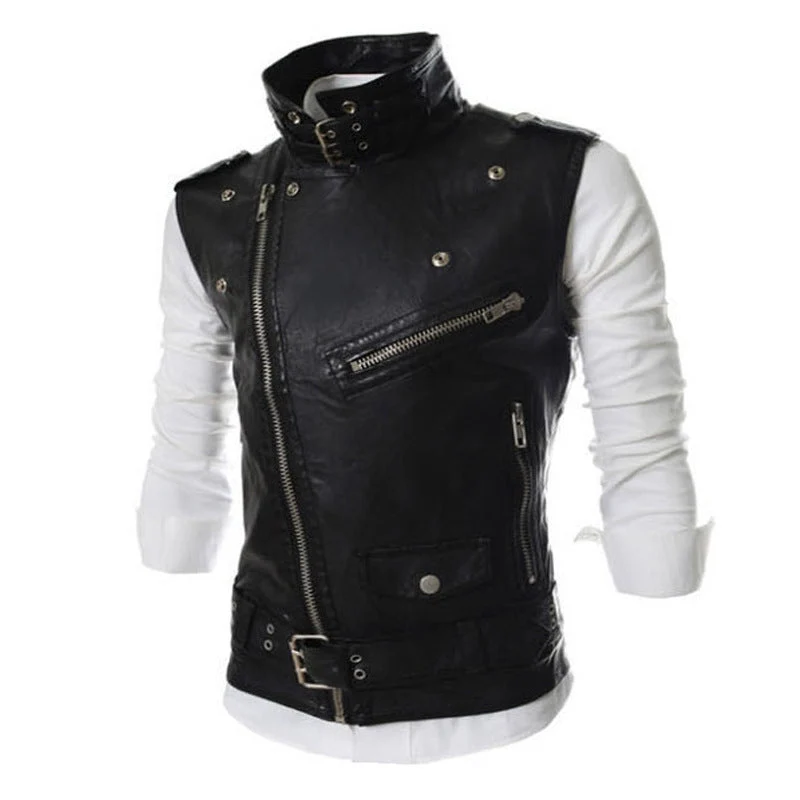 Herren Biker-Weste mit asymmetrischem Reißverschluss