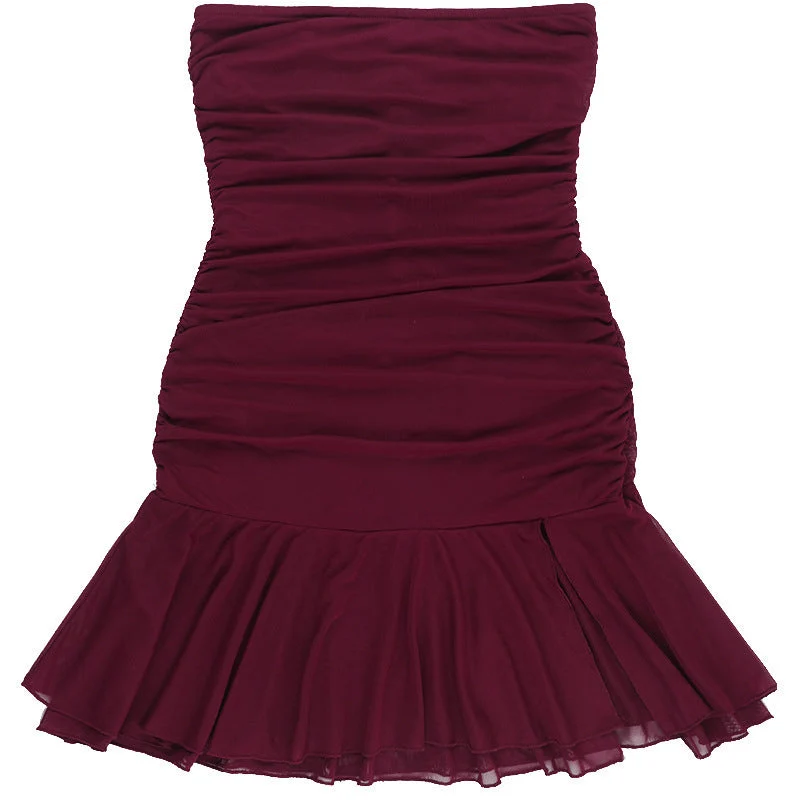 Damen Kleid mit raffiniertem Rüschendetail und seitlichem Schlitz