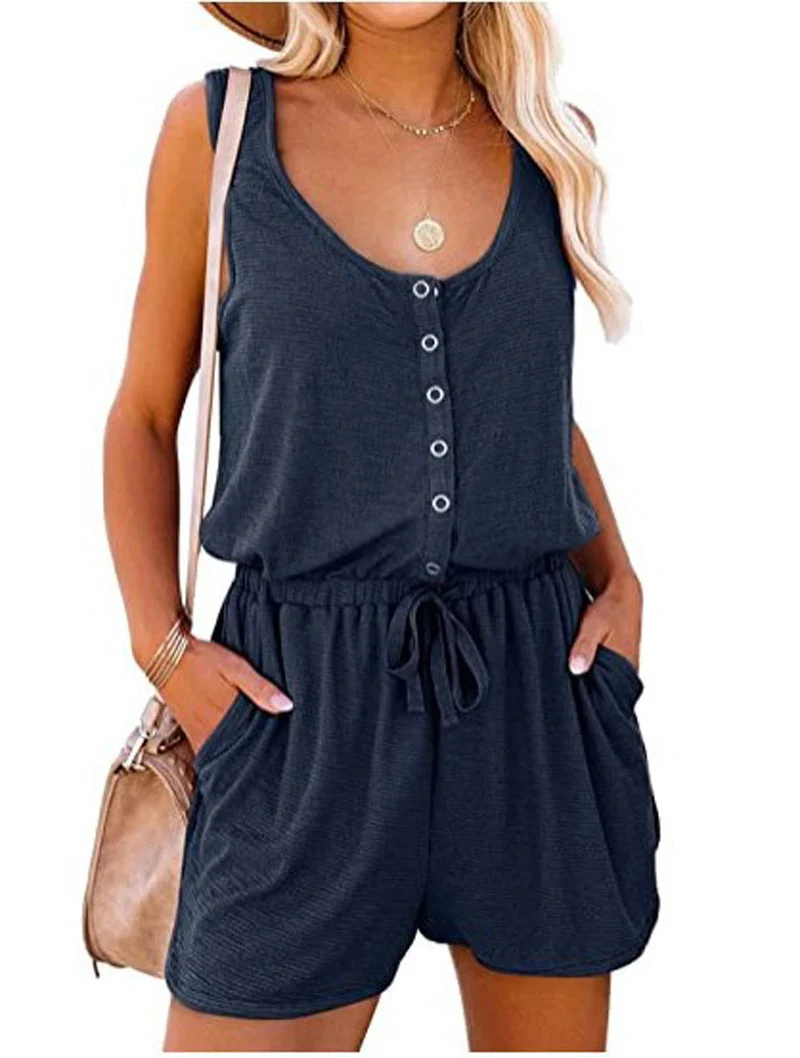 Damen Praktischer Jumpsuit mit Knopfdetails und verstellbarem Bund