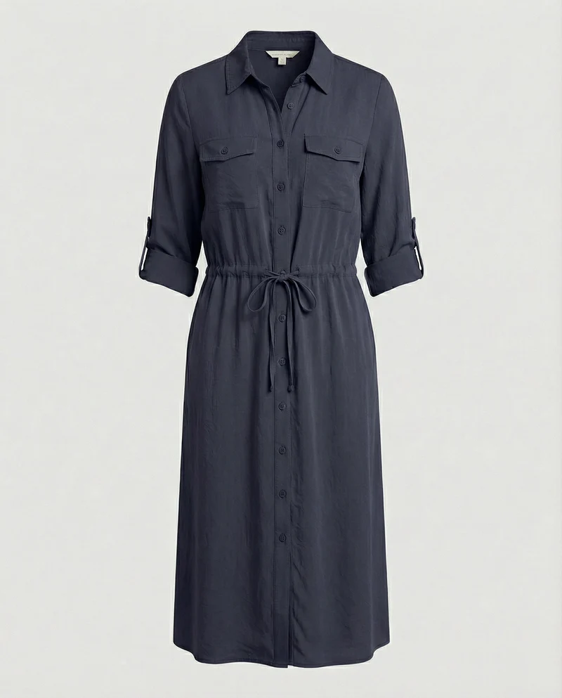 Damen Hemdblusenkleid mit Kordelzug