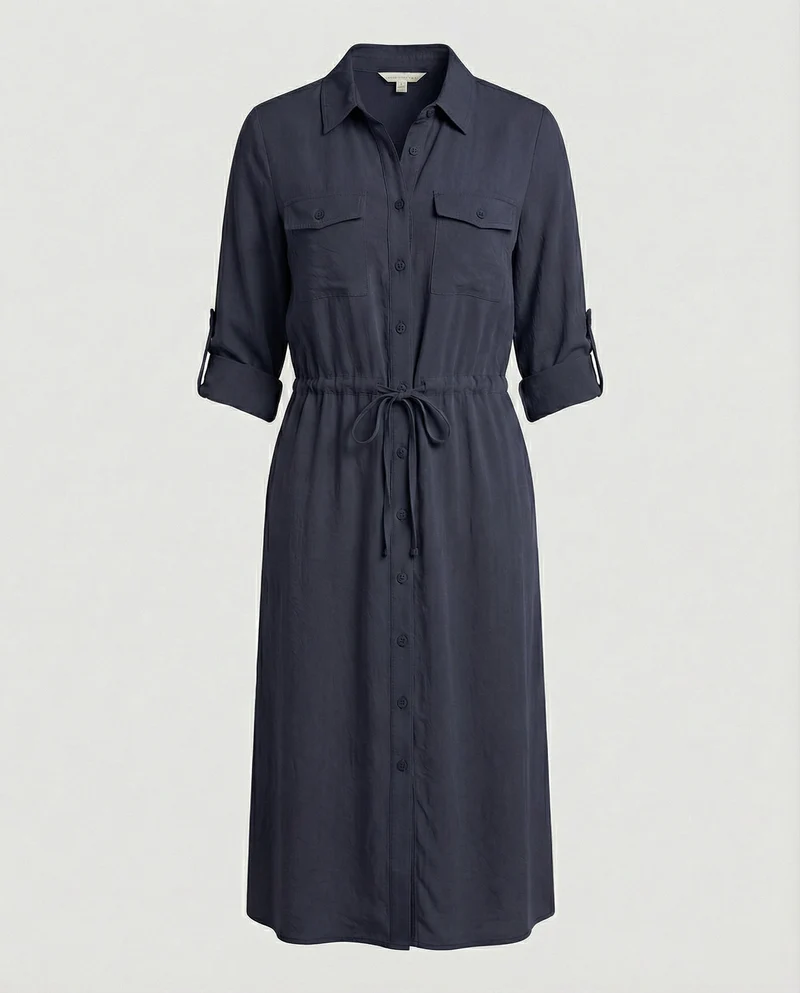 Damen Hemdblusenkleid mit Kordelzug