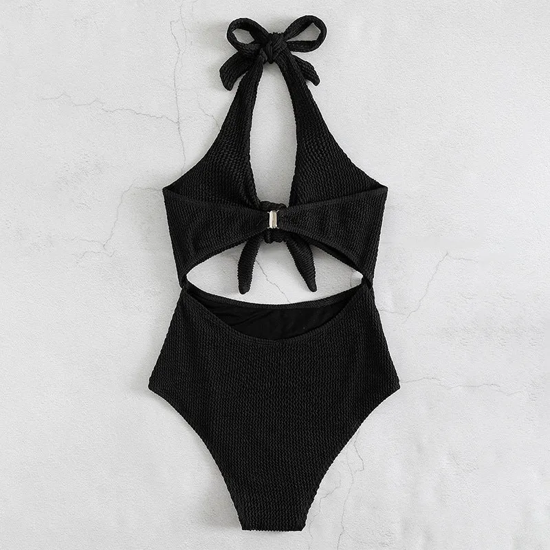 Damen Hochgeschnittener Cut-Out Badeanzug