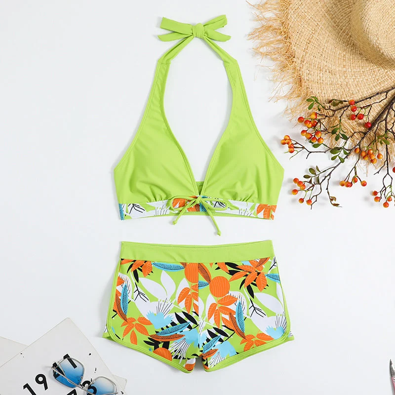 Damen Bikini-Set mit floralem Muster und herausnehmbarem Push-Up-BH