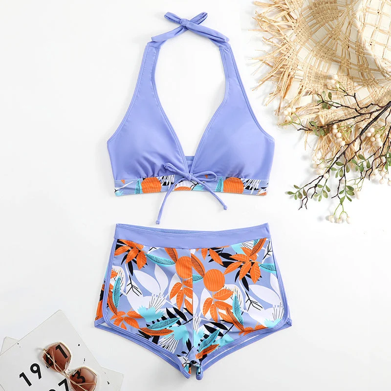 Damen Bikini-Set mit floralem Muster und herausnehmbarem Push-Up-BH