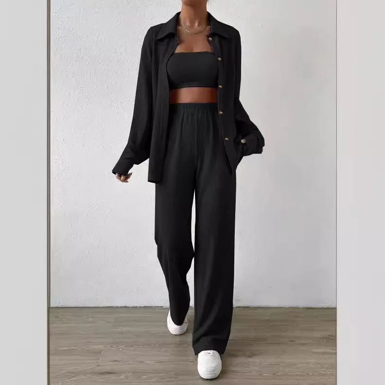 Damen Zweiteiliges Lounge-Set mit Oberteil und weiter Hose