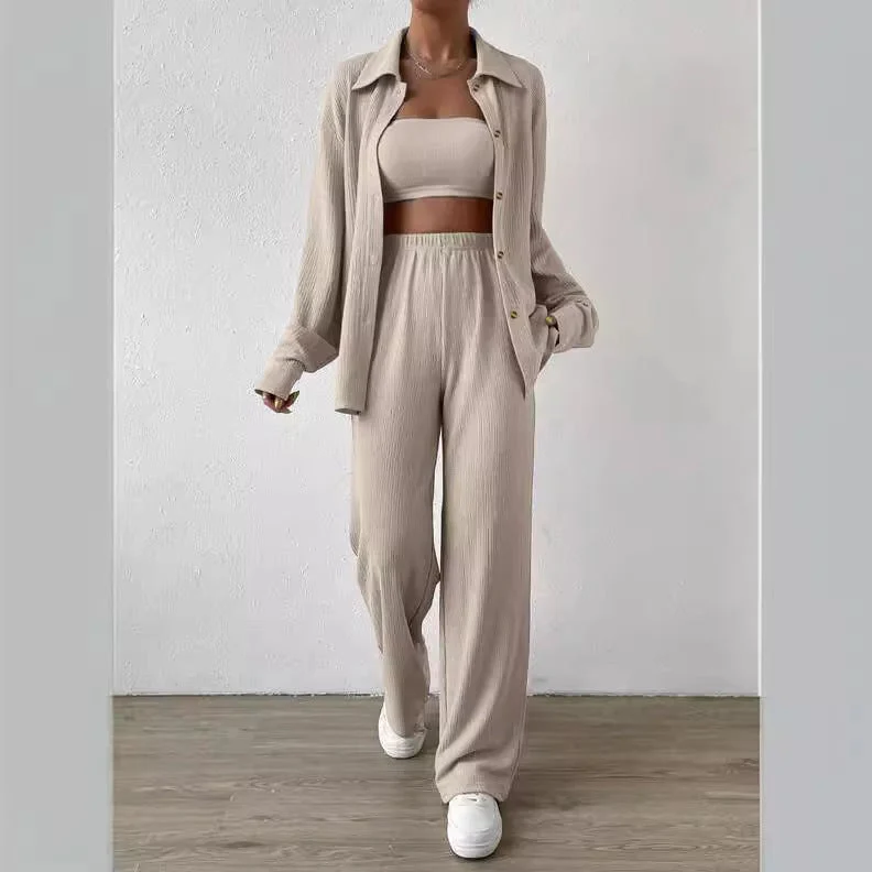 Damen Zweiteiliges Lounge-Set mit Oberteil und weiter Hose