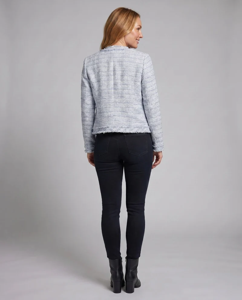 Damen Kurze Tweedjacke mit eleganten Knopfdetails und praktischen Taschen
