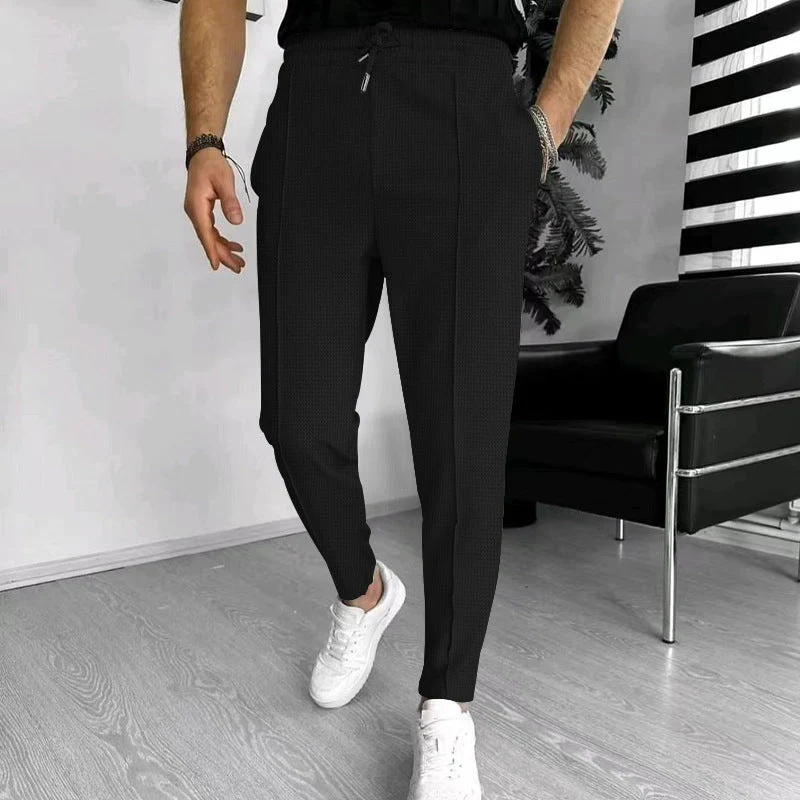 Herren elegante Freizeithose mit elastischem Bund und seitlichen Taschen