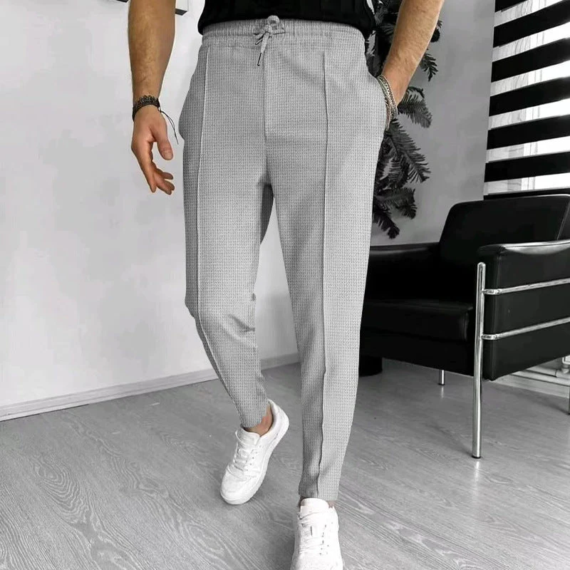 Herren elegante Freizeithose mit elastischem Bund und seitlichen Taschen